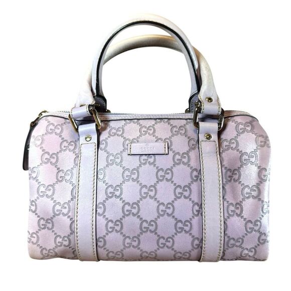 GUCCI Light Purple Guccisima Leather Mini Boston Bag Auth